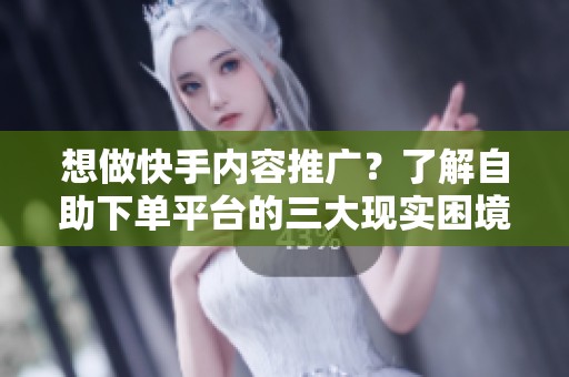 想做快手内容推广？了解自助下单平台的三大现实困境是关键