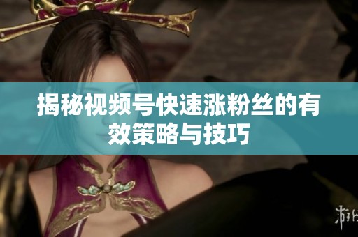 揭秘视频号快速涨粉丝的有效策略与技巧 揭秘视频号快速涨粉丝的有效策略与技巧
