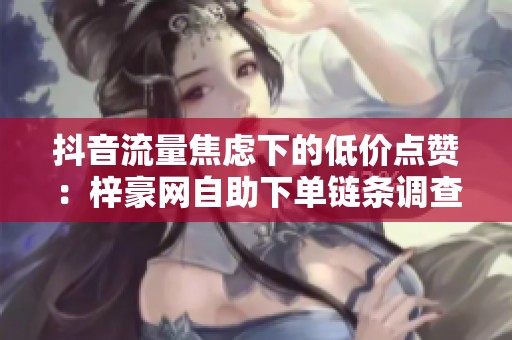抖音流量焦虑下的低价点赞：梓豪网自助下单链条调查