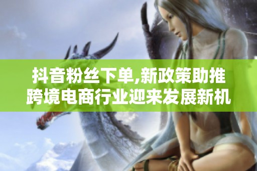 抖音粉丝下单,新政策助推跨境电商行业迎来发展新机遇 抖音粉丝下单,新政策助推跨境电商行业迎来发展新机遇