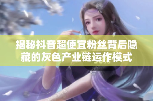 揭秘抖音超便宜粉丝背后隐藏的灰色产业链运作模式 揭秘抖音超便宜粉丝背后隐藏的灰色产业链运作模式