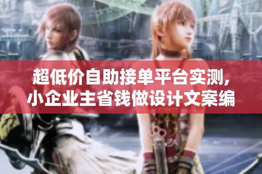 超低价自助接单平台实测,小企业主省钱做设计文案编程 超低价自助接单平台实测,小企业主省钱做设计文案编程